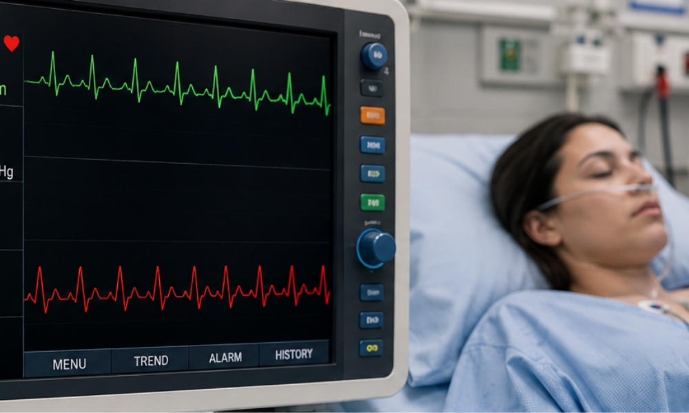 Heart palpitations sensation illustration